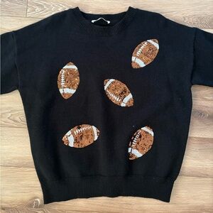 Black Football Embellished Sweater